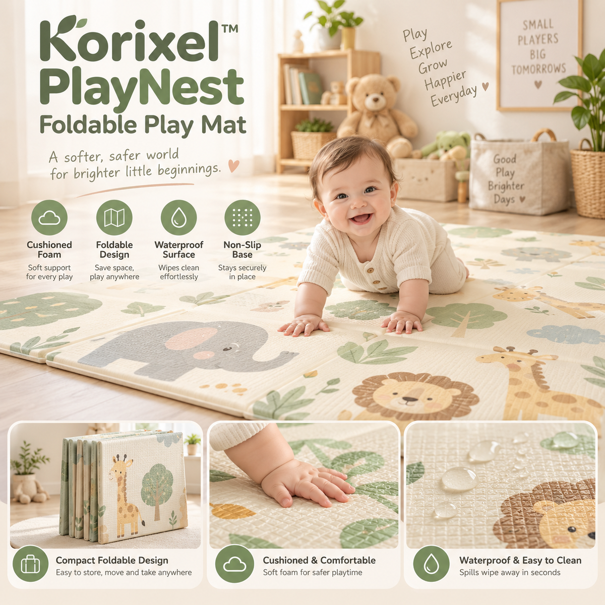 Korixel™ PlayNest Foldable Play Mat